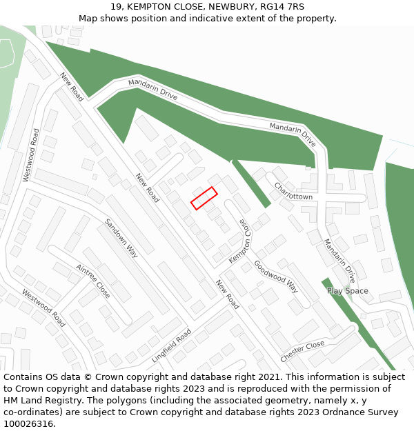 19, KEMPTON CLOSE, NEWBURY, RG14 7RS: Location map and indicative extent of plot
