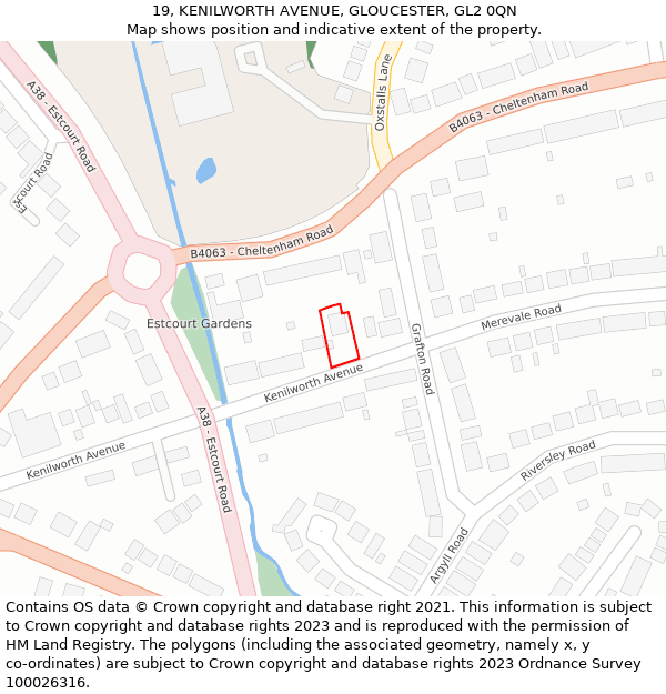 19, KENILWORTH AVENUE, GLOUCESTER, GL2 0QN: Location map and indicative extent of plot