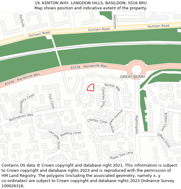19, KENTON WAY, LANGDON HILLS, BASILDON, SS16 6RU: Location map and indicative extent of plot