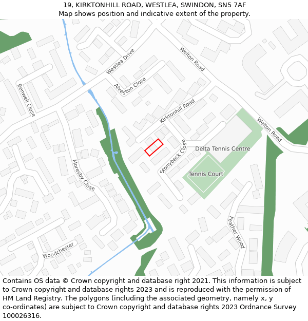 19, KIRKTONHILL ROAD, WESTLEA, SWINDON, SN5 7AF: Location map and indicative extent of plot