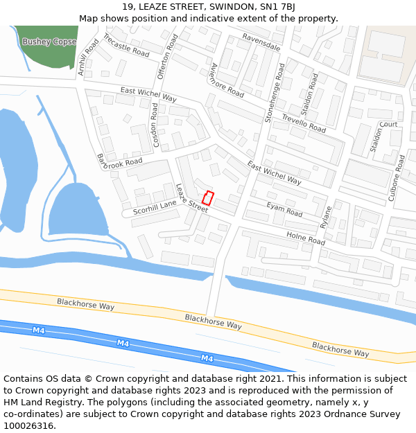 19, LEAZE STREET, SWINDON, SN1 7BJ: Location map and indicative extent of plot