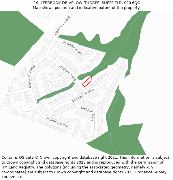 19, LEEBROOK DRIVE, OWLTHORPE, SHEFFIELD, S20 6QG: Location map and indicative extent of plot