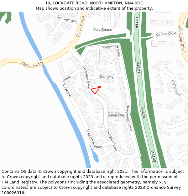 19, LOCKGATE ROAD, NORTHAMPTON, NN4 9DG: Location map and indicative extent of plot