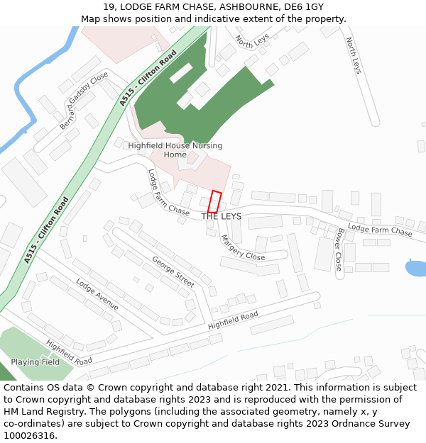 19, LODGE FARM CHASE, ASHBOURNE, DE6 1GY: Location map and indicative extent of plot