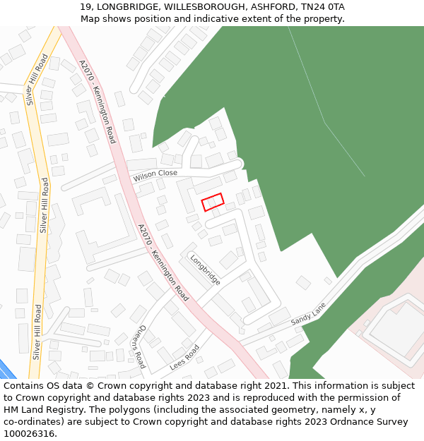 19, LONGBRIDGE, WILLESBOROUGH, ASHFORD, TN24 0TA: Location map and indicative extent of plot