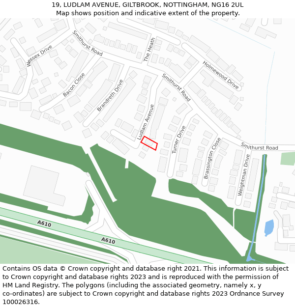 19, LUDLAM AVENUE, GILTBROOK, NOTTINGHAM, NG16 2UL: Location map and indicative extent of plot