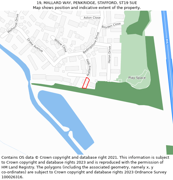 19, MALLARD WAY, PENKRIDGE, STAFFORD, ST19 5UE: Location map and indicative extent of plot