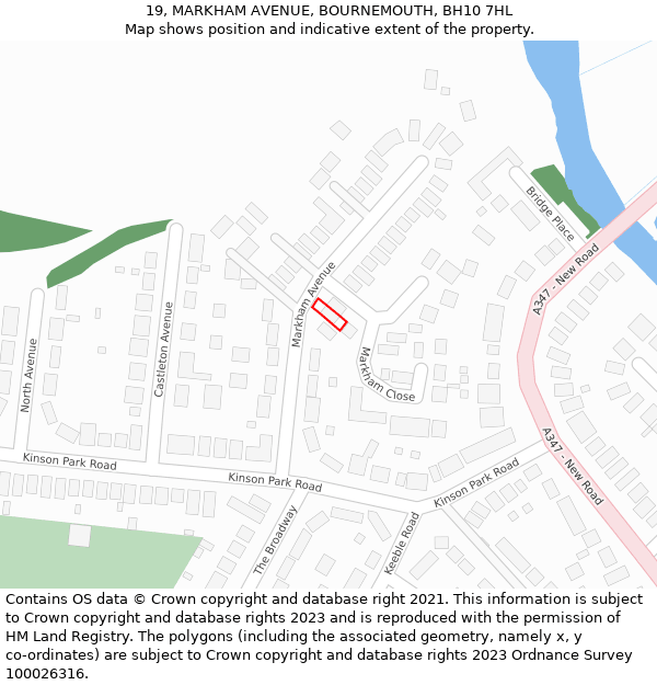 19, MARKHAM AVENUE, BOURNEMOUTH, BH10 7HL: Location map and indicative extent of plot