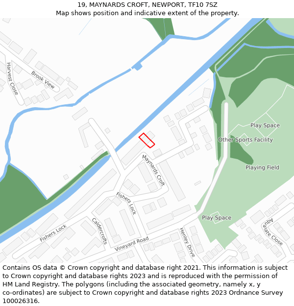 19, MAYNARDS CROFT, NEWPORT, TF10 7SZ: Location map and indicative extent of plot