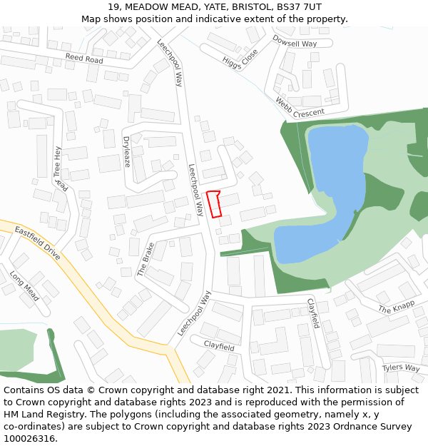 19, MEADOW MEAD, YATE, BRISTOL, BS37 7UT: Location map and indicative extent of plot