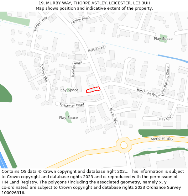 19, MURBY WAY, THORPE ASTLEY, LEICESTER, LE3 3UH: Location map and indicative extent of plot