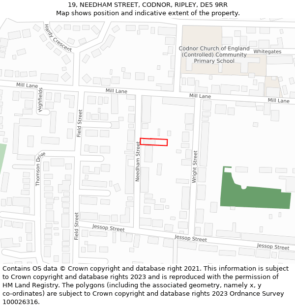 19, NEEDHAM STREET, CODNOR, RIPLEY, DE5 9RR: Location map and indicative extent of plot