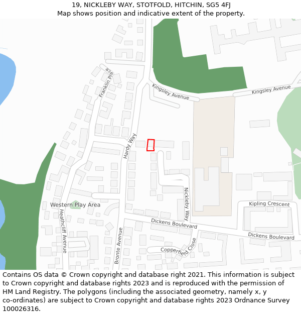 19, NICKLEBY WAY, STOTFOLD, HITCHIN, SG5 4FJ: Location map and indicative extent of plot