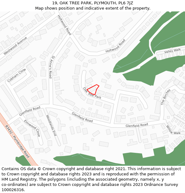 19, OAK TREE PARK, PLYMOUTH, PL6 7JZ: Location map and indicative extent of plot