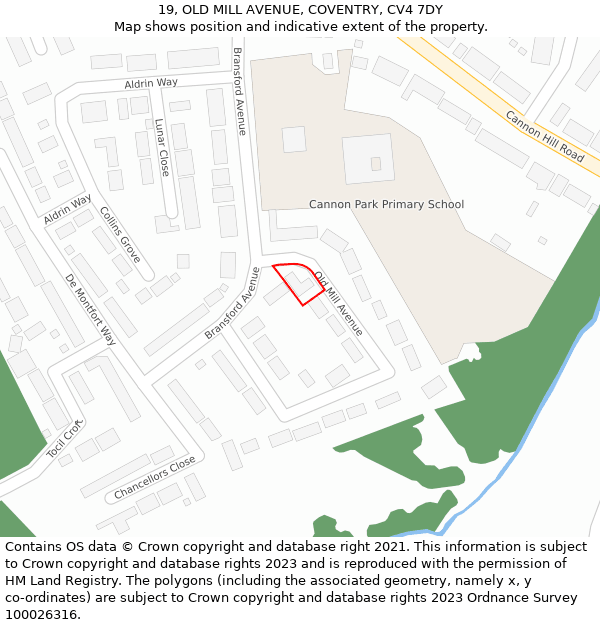 19, OLD MILL AVENUE, COVENTRY, CV4 7DY: Location map and indicative extent of plot
