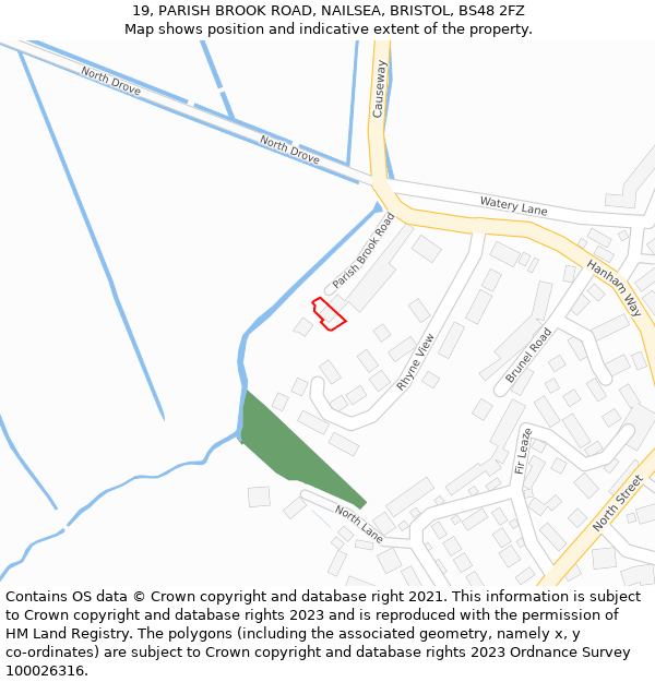 19, PARISH BROOK ROAD, NAILSEA, BRISTOL, BS48 2FZ: Location map and indicative extent of plot