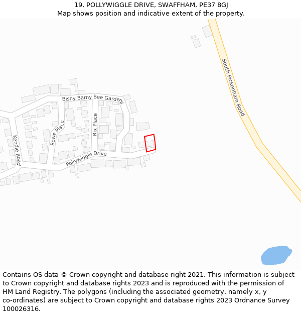 19, POLLYWIGGLE DRIVE, SWAFFHAM, PE37 8GJ: Location map and indicative extent of plot