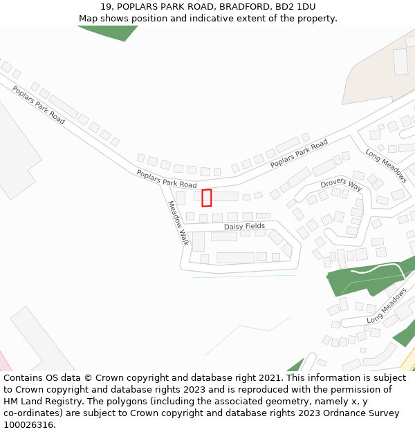 19, POPLARS PARK ROAD, BRADFORD, BD2 1DU: Location map and indicative extent of plot