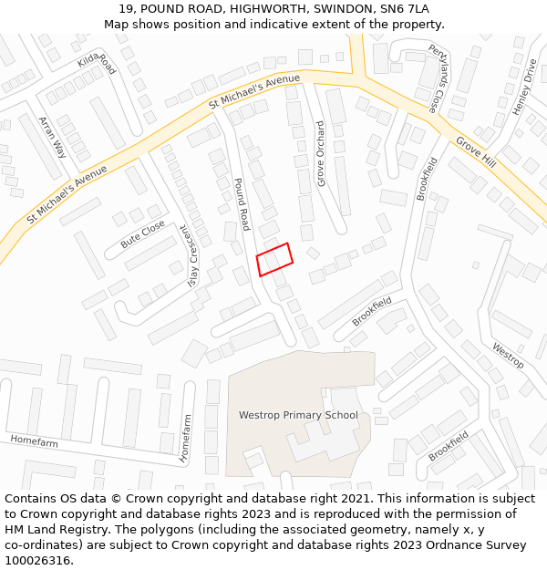 19, POUND ROAD, HIGHWORTH, SWINDON, SN6 7LA: Location map and indicative extent of plot