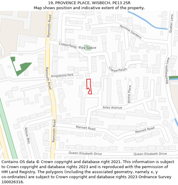 19, PROVENCE PLACE, WISBECH, PE13 2SR: Location map and indicative extent of plot