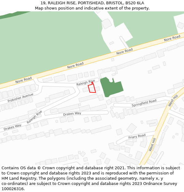 19, RALEIGH RISE, PORTISHEAD, BRISTOL, BS20 6LA: Location map and indicative extent of plot