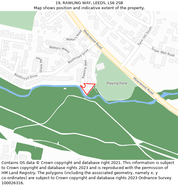 19, RAWLING WAY, LEEDS, LS6 2SB: Location map and indicative extent of plot