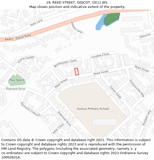 19, REED STREET, DIDCOT, OX11 6FL: Location map and indicative extent of plot
