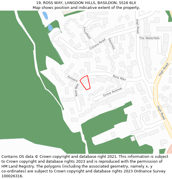 19, ROSS WAY, LANGDON HILLS, BASILDON, SS16 6LX: Location map and indicative extent of plot