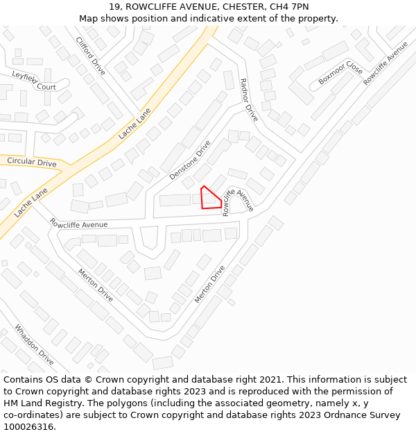 19, ROWCLIFFE AVENUE, CHESTER, CH4 7PN: Location map and indicative extent of plot