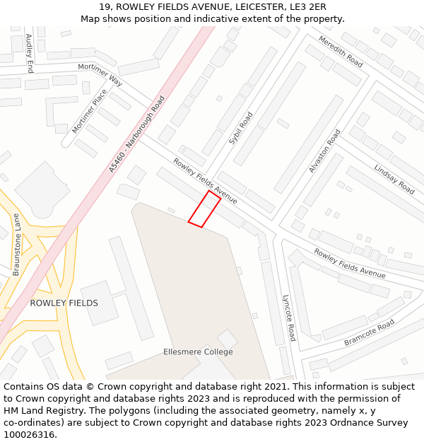 19, ROWLEY FIELDS AVENUE, LEICESTER, LE3 2ER: Location map and indicative extent of plot