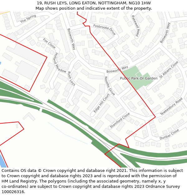 19, RUSH LEYS, LONG EATON, NOTTINGHAM, NG10 1HW: Location map and indicative extent of plot