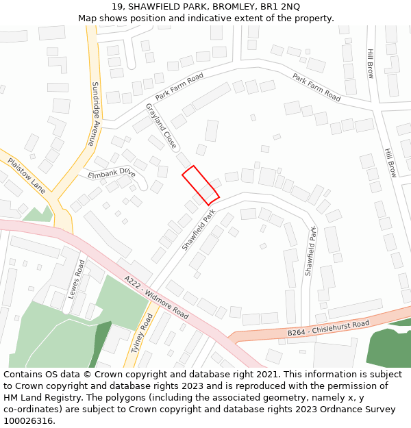 19, SHAWFIELD PARK, BROMLEY, BR1 2NQ: Location map and indicative extent of plot