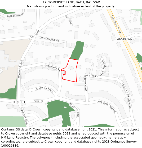 19, SOMERSET LANE, BATH, BA1 5SW: Location map and indicative extent of plot