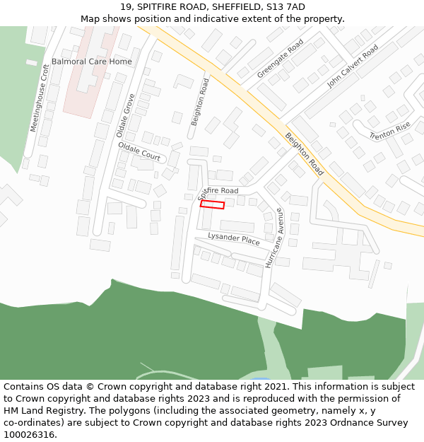 19, SPITFIRE ROAD, SHEFFIELD, S13 7AD: Location map and indicative extent of plot
