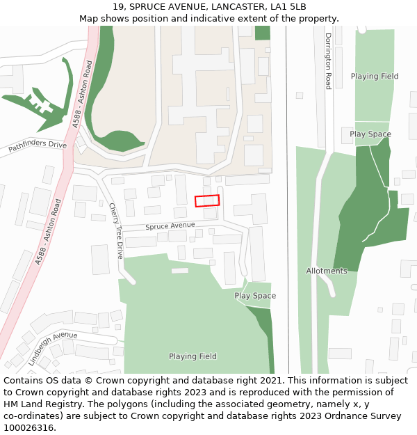 19, SPRUCE AVENUE, LANCASTER, LA1 5LB: Location map and indicative extent of plot