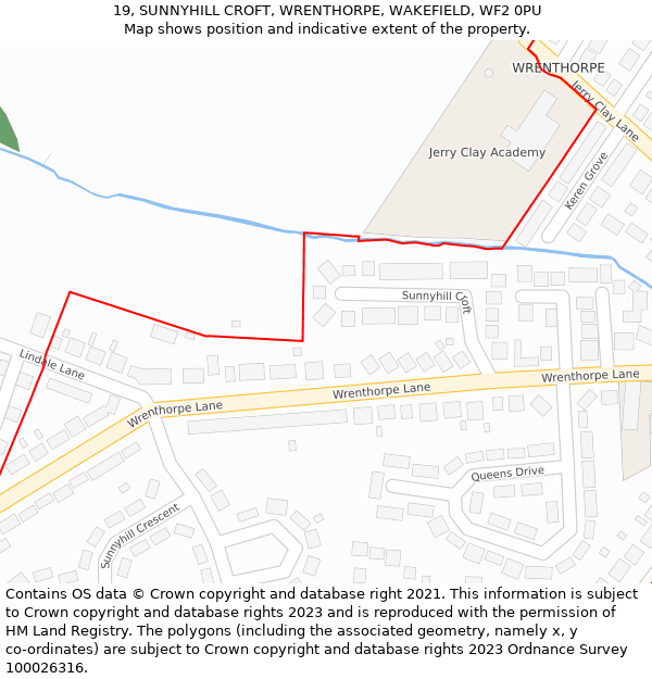 19, SUNNYHILL CROFT, WRENTHORPE, WAKEFIELD, WF2 0PU: Location map and indicative extent of plot