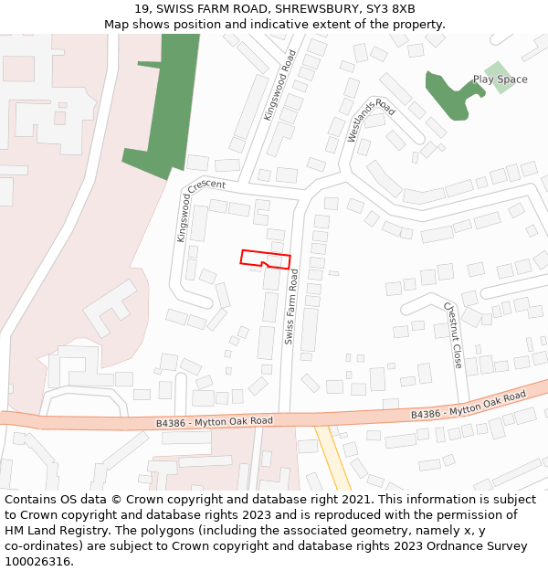 19, SWISS FARM ROAD, SHREWSBURY, SY3 8XB: Location map and indicative extent of plot