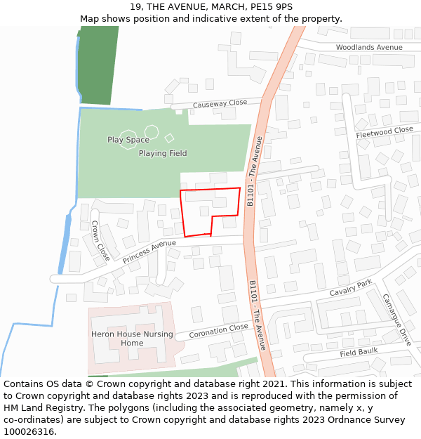 19, THE AVENUE, MARCH, PE15 9PS: Location map and indicative extent of plot