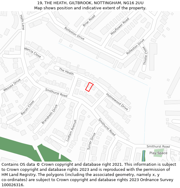 19, THE HEATH, GILTBROOK, NOTTINGHAM, NG16 2UU: Location map and indicative extent of plot