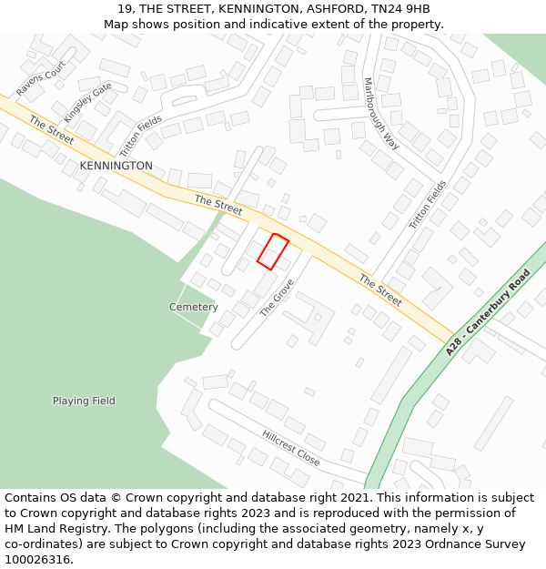 19, THE STREET, KENNINGTON, ASHFORD, TN24 9HB: Location map and indicative extent of plot