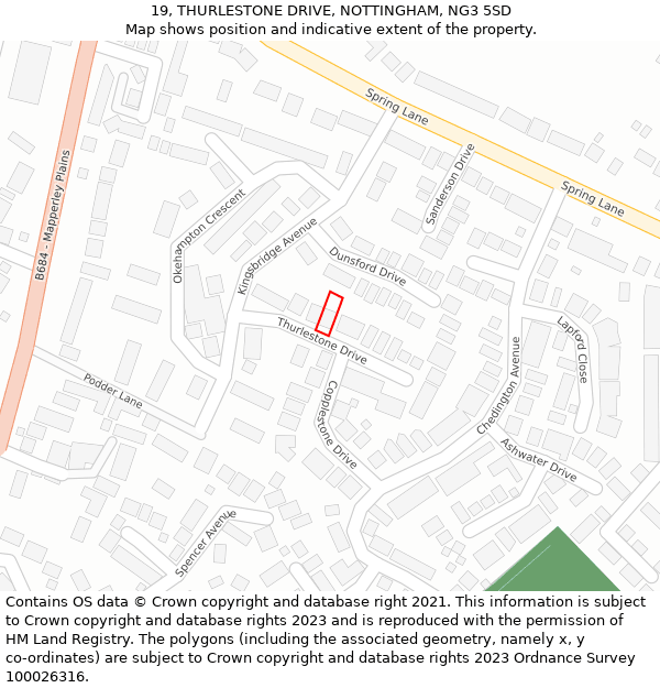 19, THURLESTONE DRIVE, NOTTINGHAM, NG3 5SD: Location map and indicative extent of plot