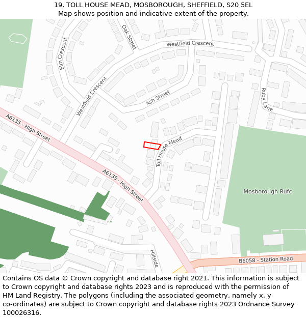 19, TOLL HOUSE MEAD, MOSBOROUGH, SHEFFIELD, S20 5EL: Location map and indicative extent of plot
