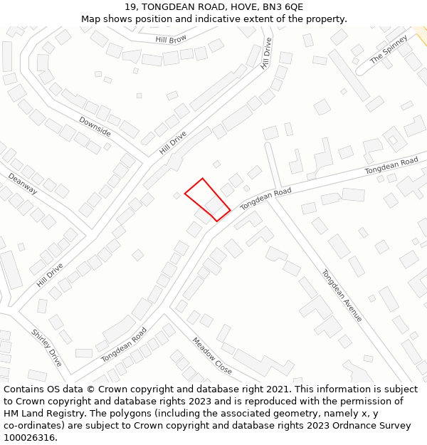 19, TONGDEAN ROAD, HOVE, BN3 6QE: Location map and indicative extent of plot