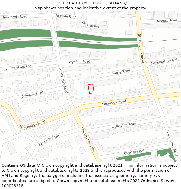 19, TORBAY ROAD, POOLE, BH14 9JQ: Location map and indicative extent of plot