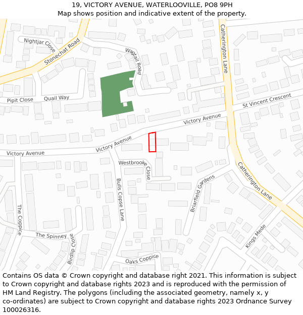 19, VICTORY AVENUE, WATERLOOVILLE, PO8 9PH: Location map and indicative extent of plot
