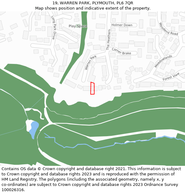 19, WARREN PARK, PLYMOUTH, PL6 7QR: Location map and indicative extent of plot