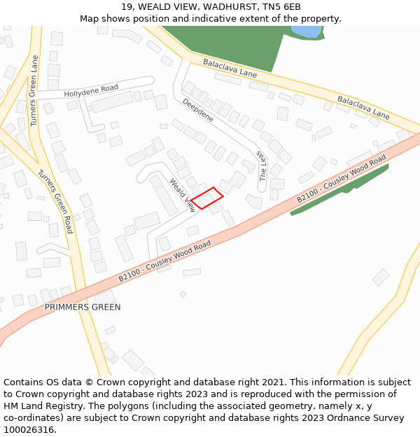 19, WEALD VIEW, WADHURST, TN5 6EB: Location map and indicative extent of plot