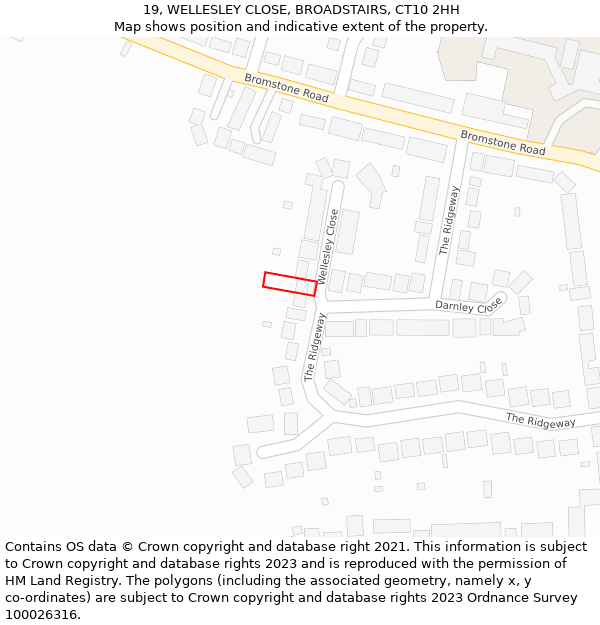 19, WELLESLEY CLOSE, BROADSTAIRS, CT10 2HH: Location map and indicative extent of plot