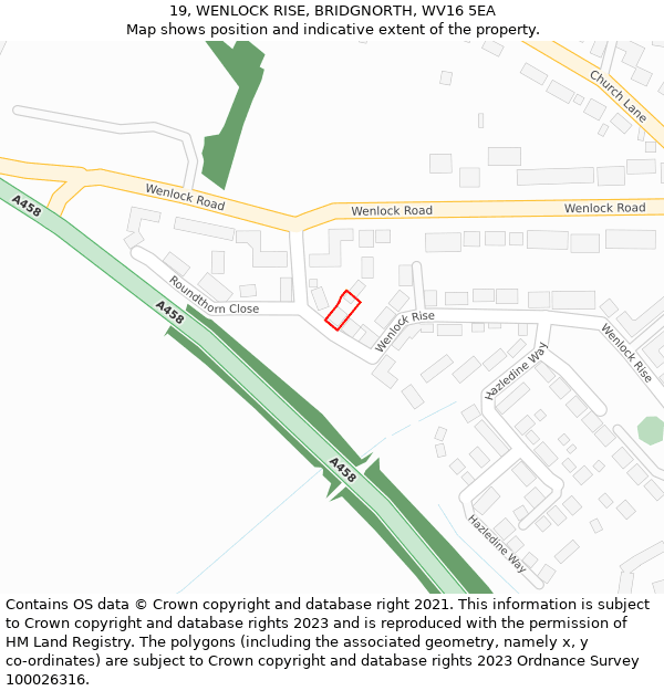 19, WENLOCK RISE, BRIDGNORTH, WV16 5EA: Location map and indicative extent of plot