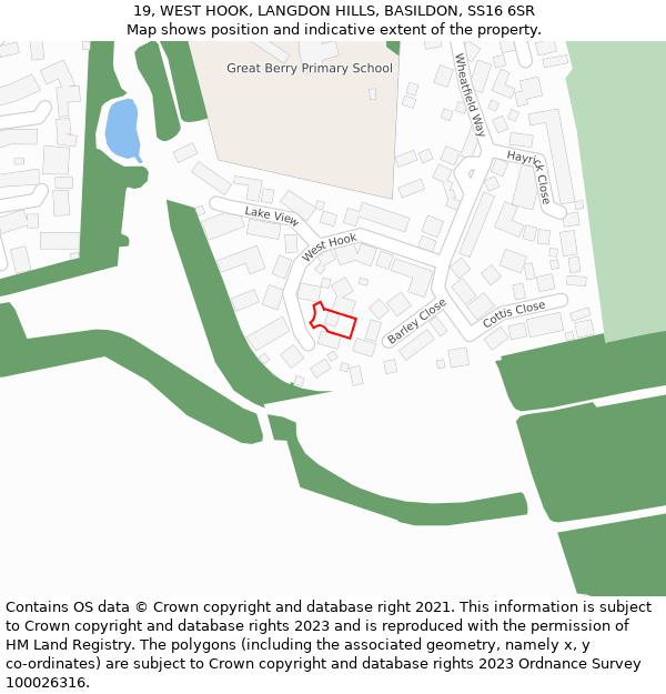19, WEST HOOK, LANGDON HILLS, BASILDON, SS16 6SR: Location map and indicative extent of plot